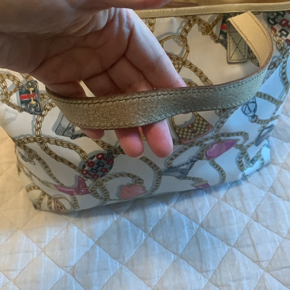 Gucci silk satin pattern tote with cream colored leather. Rehab project - Picture 4 of 17